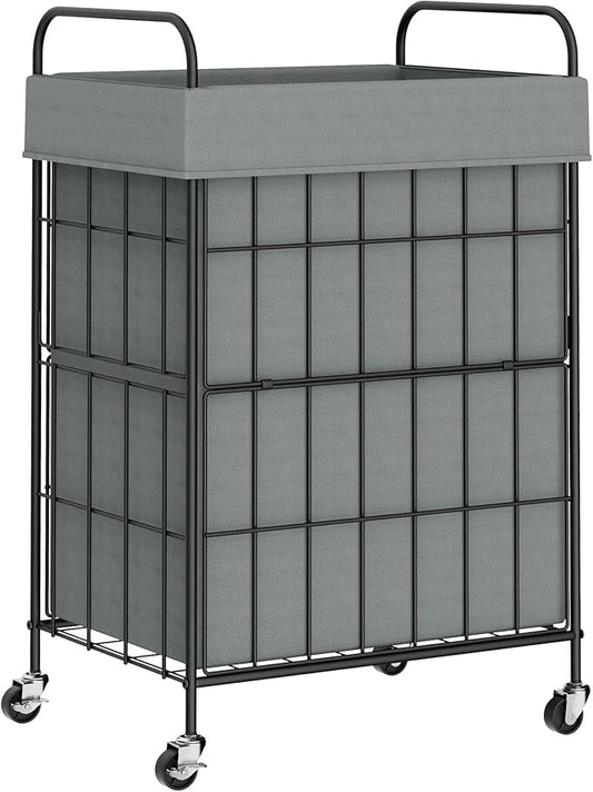 Laundry Hamper with Wheels, 90L Laundry Basket with Handle, Laundry Sorter with Removable Liner Bag