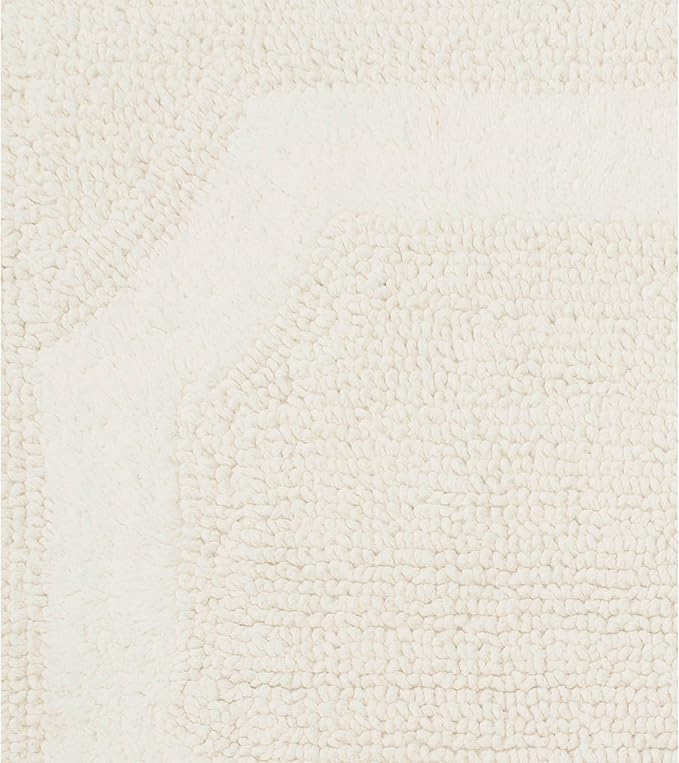 Laura Ashley - Reversible Cotton Bath Mat, Premium Bathroom Décor, Machine Washable Bathroom Rug, Highly Absorbent, 21"x34", Ivory