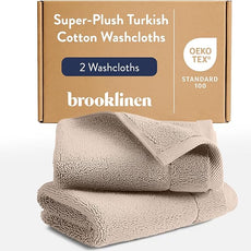 Brooklinen Super-Plush Turkish Cotton Washcloths - Set of 2 - Cotton, 820 GSM, Highly Absorbent, Machine Washable, Perfect for Home & Bathroom (13