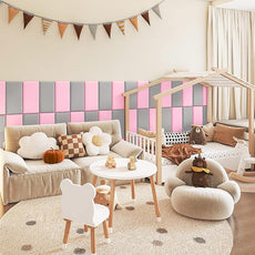 4PCS Anti-Collision Wall Padding 3D Peel and Stick Headboard Upholstered Wall Panels Pink Wall Mounted Headboard Soundproof Wall Panels