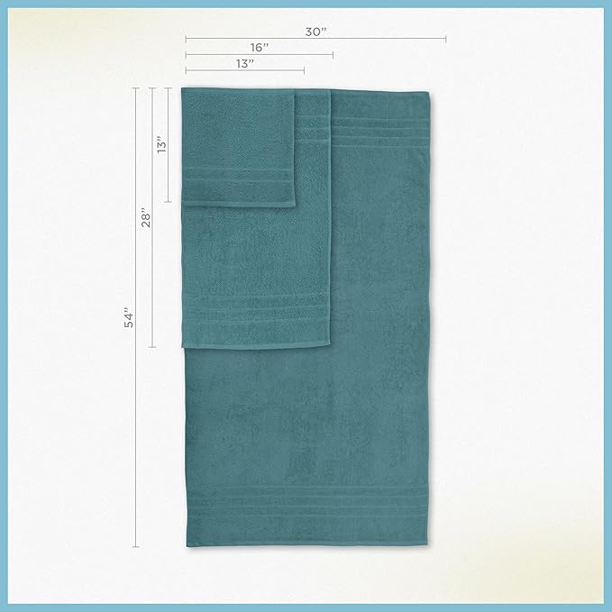 Martex 6-Piece Towel Set – Ultimate Performance – 100% Cotton – 2 Bath Towels – 2 Hand Towels – 2 Wash Cloths – Versatile – Low-Linting – Supersoft & Absorbent Bathroom Set – Easy Care – Larkspur Teal