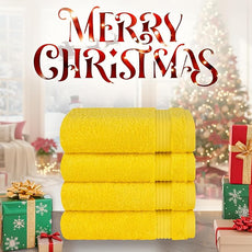 Cotton Paradise Hand Towels for Bathroom, 100% Cotton Turkish 4 Piece Hand Towel Set, Soft Absorbent Face Towels, Yellow Hand Towels