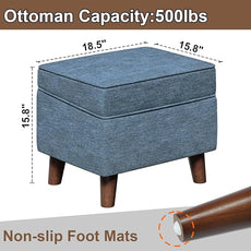 Foot Rest with Adjustable Cover, Storage Ottoman Dorm, Footstool and Sitting Stool, Ottoman Foot Stools for Living Room, Bedroom, Dorm, Blue