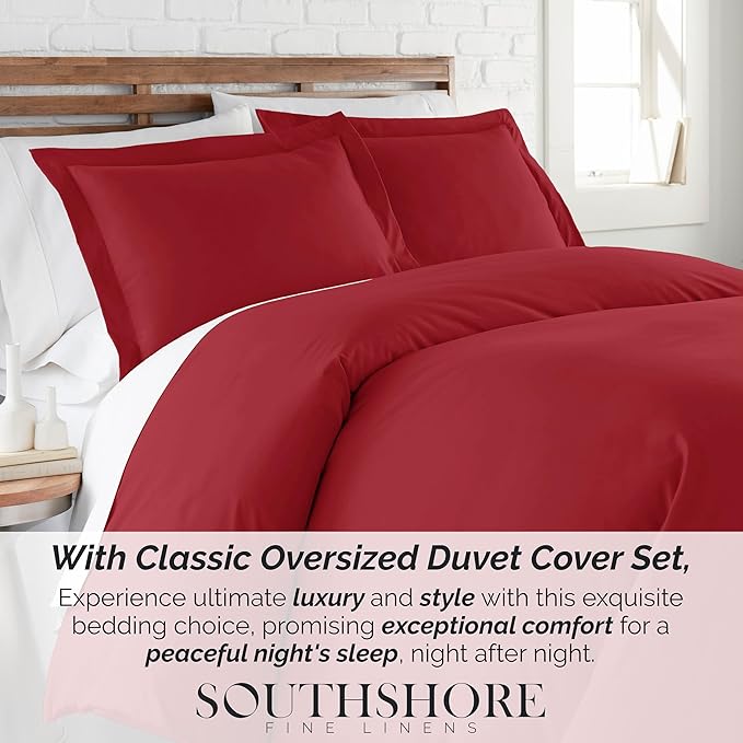 Southshore Fine Living, Inc. Premium Collection Oversized King Duvet Cover Set, Soft Duvet Cover 3-Piece, Two Matching Shams (108 in Wide x 98 in Long), Chili Pepper, King/California King