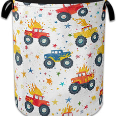 Cute Truck Laundry Basket,Foldable Oxford Cloth Laundry Hamper With Handle, 20.8