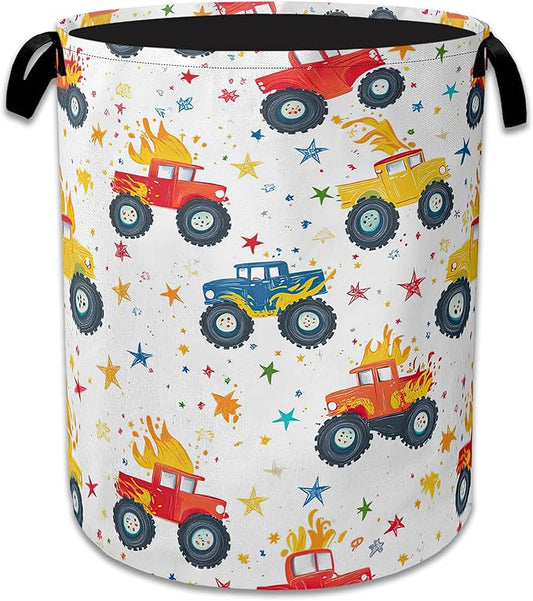 Cute Truck Laundry Basket,Foldable Oxford Cloth Laundry Hamper With Handle, 20.8"x16" Portable Clothes Storage Basket Bag for Laundry Room/Bathroom/Bedroom/Dormitories