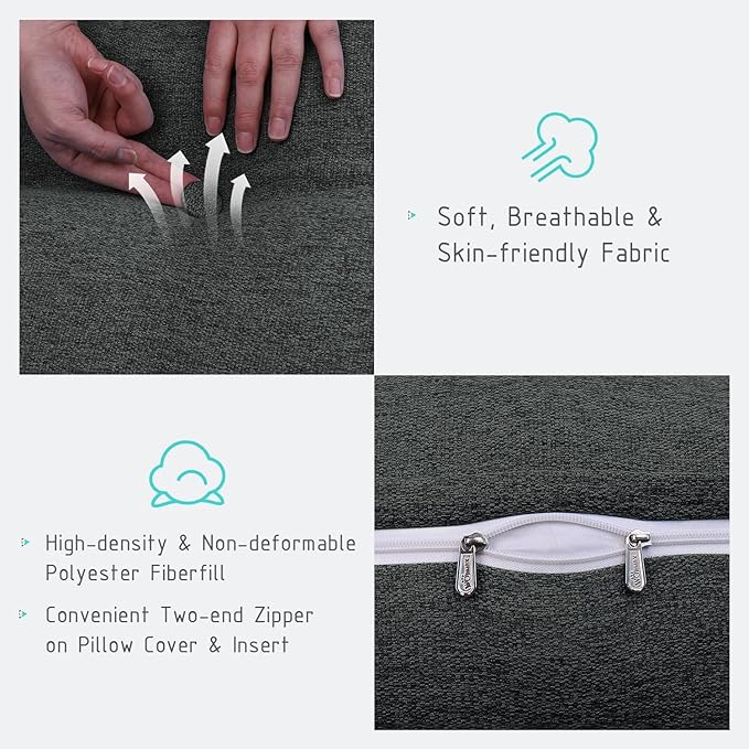 10 lbs Thickened Headboard Pillow Wedge Pillow Headboard Reading Pillow Bed for Comfortable Backrest Reading Triangular Pillow with Side Pocket Backrest Pillows for Sitting in Bed Black Full