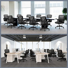 FelixKing Office Chair - Ergonomic Desk Chair Breathable Mesh Task with Wheels and Lumbar Support Home Desk Office Chairs with Flip up Armrest Rolling Swivel for Home Computer Black Pack of 8