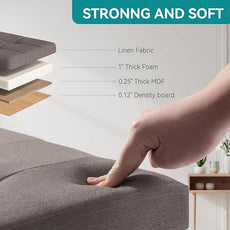 BRIAN & DANY Ottoman with Storage, Small Storage Ottoman for Dorm, Linen Folding Ottoman Foot Stool with Legs for Living Room and Bedroom, 15