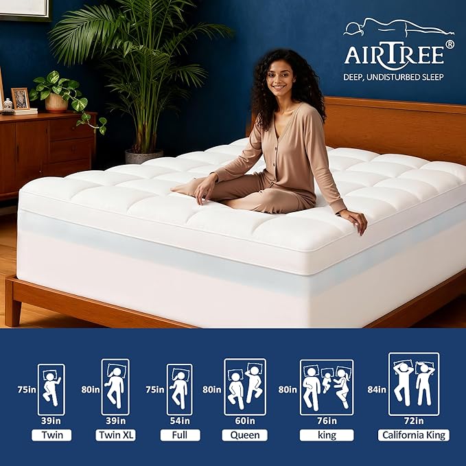 Twin Size Dual Layer 4 Inch Memory Foam Mattress Topper, 2 Inch Cooling Gel Memory Foam and 2 Inch Thick Soft Quilted Pillow Top Mattress Pad Cover, 8-24 Inch Deep Pocket for Back Pain