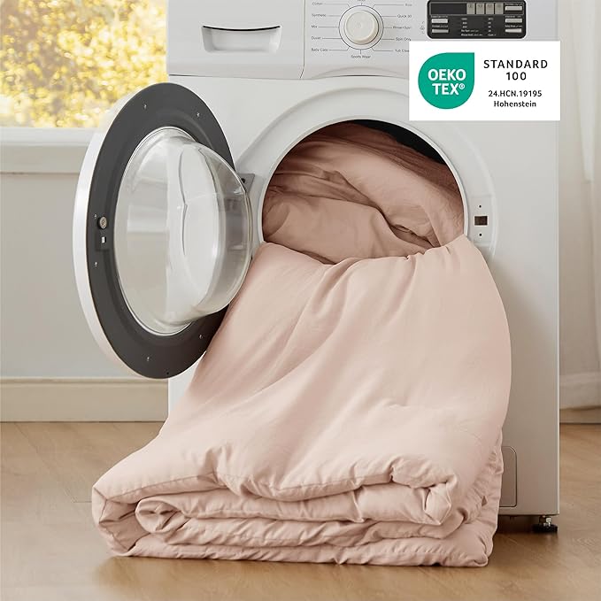 Bedsure Oversized King Comforter Set, Light Pink Prewashed Bed Comforter for All Seasons, 3 Pieces Warm Bedding Sets, 1 Lightweight Comforter (120"x98") and 2 Pillowcases (20"x36")