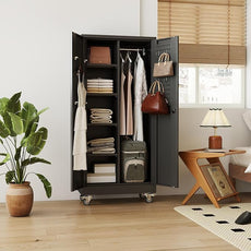 SUXXAN Broom Closet Storage Cabinet with Wheels 61.6