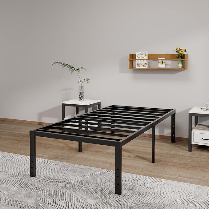 Metal Bed Frame Twin XL Size - 18 Inch Heavy-Duty Twin XL Platform Bed Frame No Box Spring Needed, Easy Assembly, Noise-Free, Sturdy Mattress Foundation, Underbed Storage Space