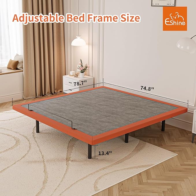 ESHINE Adjustable Bed Frame with Mattress + 12 Inch Memory Foam Mattress, Bluetooth APP Control, Wireless Remote, Zero Gravity, Anti Snore, King, Head and Foot Incline, 2000 Series