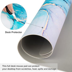 QIYI Large Mouse Pad, PU Leather Desk Mat for Desktop, Waterproof Gaming Desk Pad, Marble Full Desk Accessories Keyboard Mousepad, Abstract Art Home Office Décor 31.5