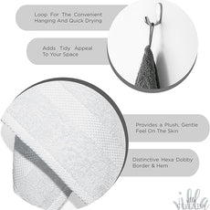 100% Cotton Bath Towel Set of 12-4 Bath Towels, 4 Hand Towels, 4 Wash Cloths, Sustainable, Soft, Highly Absorbent, Combed Cotton 12 Piece Set for Hotels, Spa, Bathroom, Dorm, White