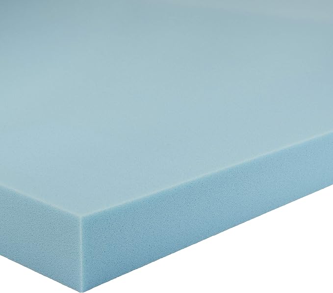 Amazon Basics Cooling Gel-Infused Memory Foam Mattress Topper, CertiPUR-US Certified, 3 inches, Queen, Blue