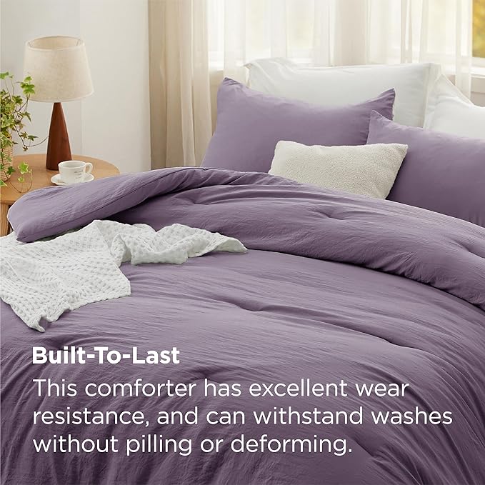 Bedsure Twin/Twin XL Comforter Set, Grayish Purple Soft Prewashed Bedding for All Seasons, 2 Pieces GentleSoft™ Down Alternative Bed Set, 1 Lightweight Comforter (68"x88") and 1 Pillowcase (20"x26")