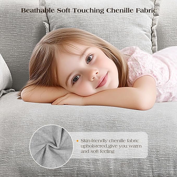 77.6" Modular Sectional Sofa,Loveseat Couch for Living Room, Modern Deep Seat Sofa 2 Seater Chenille Fabric Comfy Cloud Couches with Throw Pillows for Apartment,Small Spaces