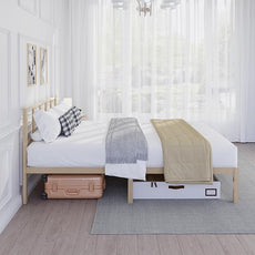 14 Inch Bamboo Bed Frame – Solid Wood Platform Bed Frame, Strong and Stable, with Non-Slip Slats for Support, No Box Spring Needed, Easy to Assemble, Noise-Free (Natural, Queen with Headboard)