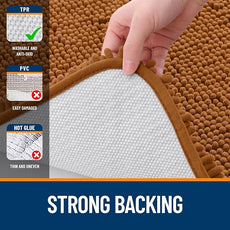 OLANLY Bathroom Rugs 36x24, Extra Soft Absorbent Chenille Bath Rugs, Rubber Backing Quick Dry, Machine Washable Bath Mats for Bathroom Floor, Tub and Shower, Home Decor Accessories, Ochre