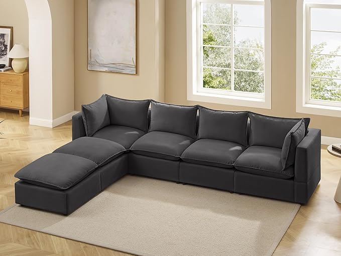 VANOMi Modular Sectional Sofa, 6 Seater Sectional Sofa Modular Sectional Couch for Living Room, U Shape Sofa