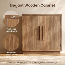 31.5'' Wood Sideboard Cabinet, Small Sideboard Buffet with Adjustable Shelf, Modular Credenza Accent Storage Console Cabinet with 2 Magnetic Doors for Entryway, Living Room, Kitchen, Walnut