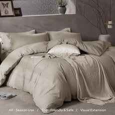 JELLYMONI Cotton Duvet Cover Queen Size - Taupe Comforter Cover with Button 100% Washed Cotton 3PCS Breathable Soft Solid Bedding Set Duvet Cover 90×90in & 2 Pillowcases (NO Comforter)