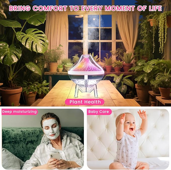 Small Humidifiers for Bedroom Cool Mist Ultrasonic,Baby Humidifier with Humidity Sensor Auto Shut Off LED Colorful Gradient Light Mini Humidifier For Plants,Bedroom,Baby Room,Office, Home（White)