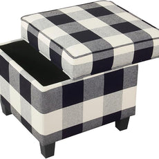 HomePop Home Decor | K7342-F2262| Classic Square Storage Ottoman with Lift Off Lid | Ottoman with Storage for Living Room & Bedroom, Black Plaid Large