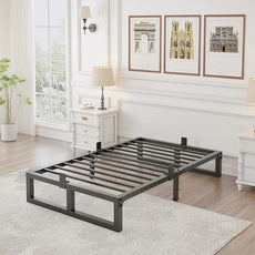 10 inch Twin XL Bed Frame Low Profile Metal Platform Frames with Mattress Slide Stopper,Heavy Steel Slats Support,No Box Spring Needed,Noise Free,Non-Slip,Easy Assembly