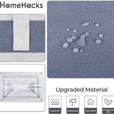 HomeHacks 2 Pack Large Laundry Baskets, Waterproof, Freestanding Laundry Hampers, Collapsible Clothes Hamper with Reinforced Handles in Laundry, College Dorm, Bathroom, Bedroom (Grey+Blue, 125Lx2)