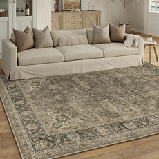 5x7 Washable Brown Area Rug Vintage Living Room Bedroom Carpet Non-Slip Soft Low Pile Distressed Indoor Throw Rug for Dining Room Entryway Office