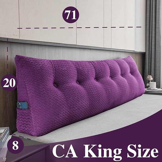 Large Bolster Triangular Headboard Wedge Backrest Positioning Support Bed Rest Reading Pillows Headboard Wedge Pillows for Day Bed with Removable Cover