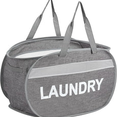 Collapsible Laundry Baskets, Foldable Clothes Hamper with Reinforced Handles, Sturdy Pop Up Hampers for Laundry, Tear Proof & Easy to Carry Laundry Hamper for Home, Apartment, Dorm, Travel Grey
