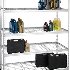 Amazon Basics 4000IBS Heavy Duty Adjustable Storage Shelving Unit, 5 Shelf, High-Grade Aluminum, Silver, 60 x 24 x 78 Inch