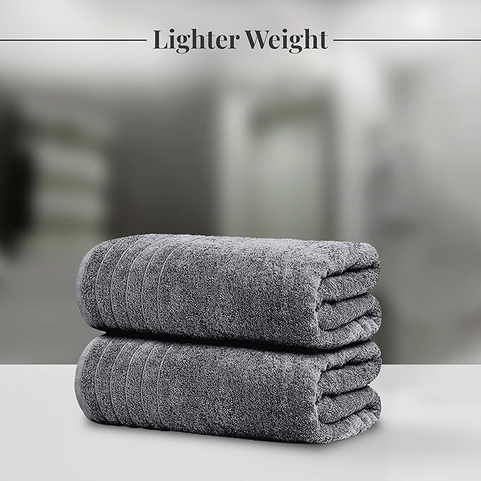 Tens Towels Pack of 2 Extra Large Bath Sheets 35 x 70 Inches, 100% Cotton, Larger & Lighter Weight, Quicker to Dry, Super Soft & Absorbent, Oversized Bath Towels, Dark Grey
