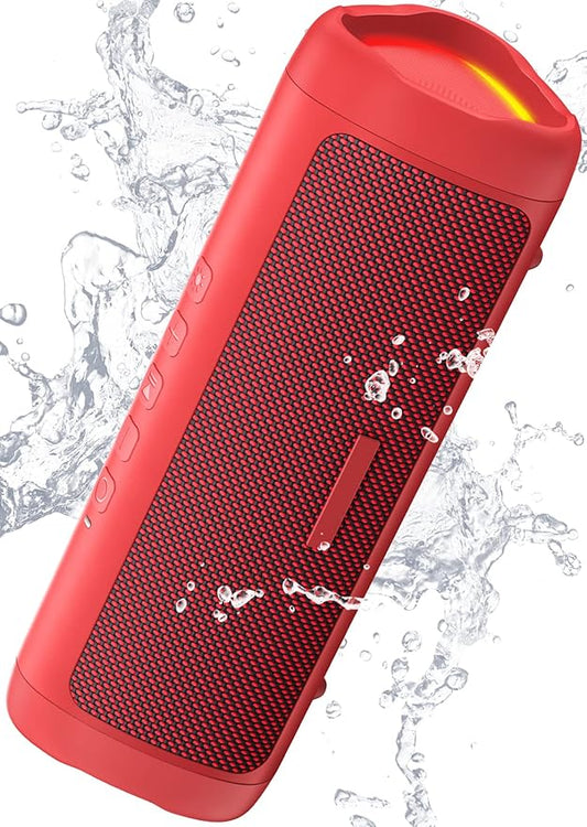 Bluetooth Speaker with HD Sound, Portable Wireless, IPX5 Waterproof, Up to 20H Playtime, TWS Pairing, BT5.3, for Home/Party/Outdoor/Beach, Electronic Gadgets, Birthday Gift (Red)