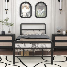 Twin XL Bed Frame with Headboard and Footboard 14 Inch, XL Twin Platform Bed Frame with Strong Metal Slats Support, Under-Bed Storage, Noise Free, Easy Assembly, Black