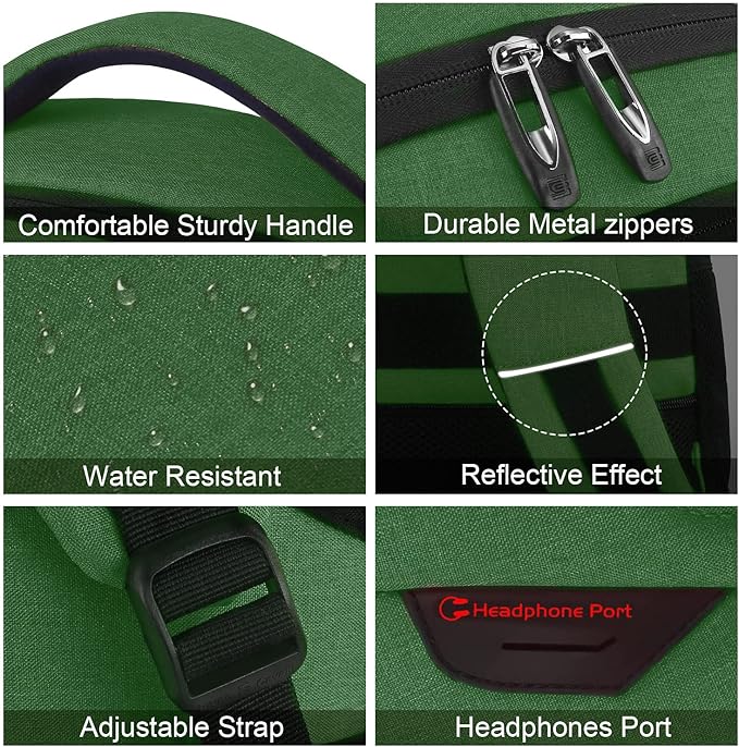 Laptop Backpack,Business Travel Anti Theft Slim Durable Laptops Backpack with USB Charging Port,Water Resistant College Computer Bag for Women & Men Fits 15.6 Inch Laptop and Notebook-Green