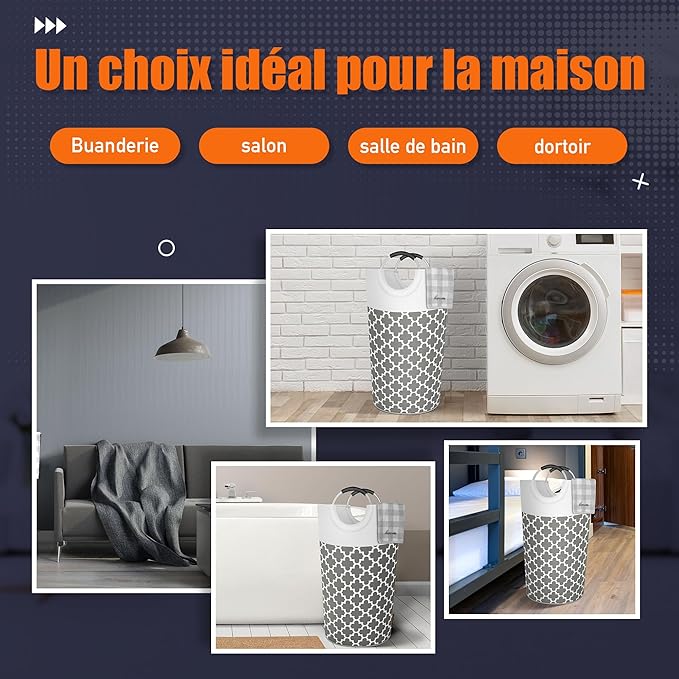 Caroeas 90L Light Laundry Basket (13 Colors), Waterproof Laundry Hamper, Laundry Bag with Padded Handles, Clothes Hamper, Collapsible Laundry Basket Easy Storage