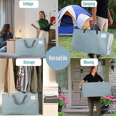 VENO 6 Pack Moving Bags and Large Christmas Decoration Storage Bins with lids. Alternative to Moving Boxes, Packing Supplies for College. Heavy Duty Totes (Light Blue Matte, 6 Pack)