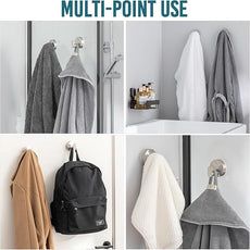 TAILI Stylish 304 Stainless Steel Bathroom Suction Hooks for Towel, Bathrobe, Loofah, No Damage Hanging Glass Shower Wall Hook, Patented Strong Suction Cup Holder, Hold Up to 11 Lbs, I-Cylinder Silver