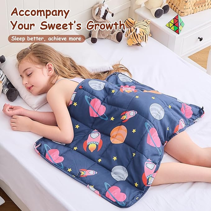yescool Weighted Lap Pad 2 Pounds Weighted Lap Blanket, Space Plane Small Weighted Blanket, Weighted Throw Blanket Gift for Travel Indoor Outdoor, 20"x30"