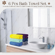 VitalCozy Set of 6 Large Bath Towels for Bathroom 28 x 55 Inches Soft Absorbent Shower Towels Bulk for Daily Use Gym Beach Pool Hotel(Fresh Color)