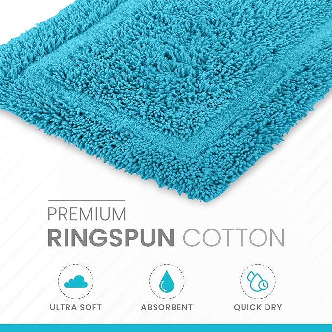 Martex 100% Cotton Ringspun Bath Rug | Super Soft | Super Absorbent | Essential Bathroom Rugs | Non-Slip Bath Mat | Quick Drying Bath Mat | Aqua