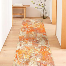 Lahome Modern Abstract Runner Rug - 2x6 Hallway Runner Rugs Long Bathroom Runner Washable Carpet Runner, Contemporary Soft Non Skid Indoor Floor Runners for Kitchen Laundry Room, Yellow/Gold/Cream