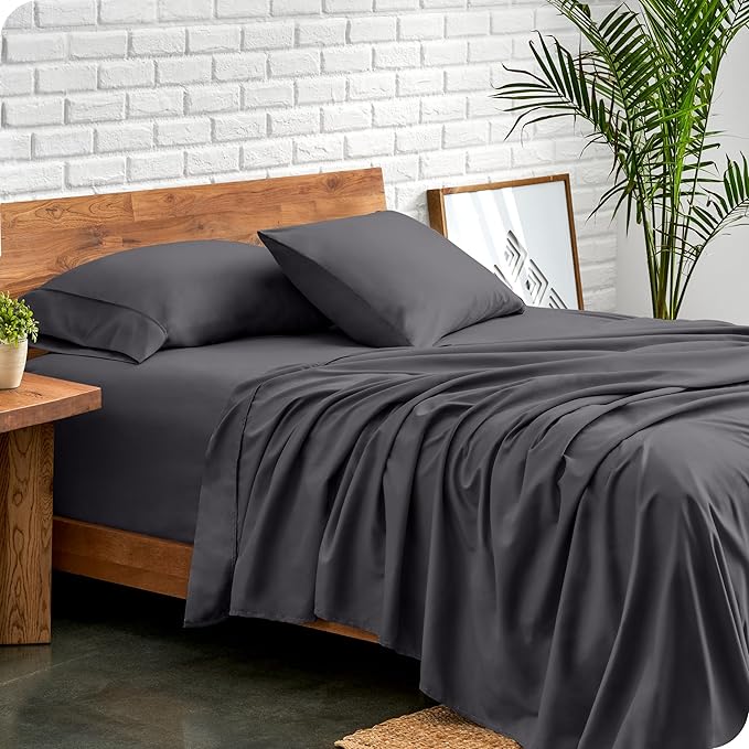 Bare Home Twin XL Sheet Set - College Dorm Size - Luxury 1800 Ultra-Soft Microfiber Twin Extra Long Bed Sheets - Deep Pockets - Easy Fit - Extra Soft - 3 Piece Set (Twin XL, Forged Iron Grey) BareHome
