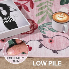 DUKINO 2x3 Rugs for Entryway, Floral Indoor Washable Door Mat, Non Slip Boho Small Rug for Kitchen, Soft Low Pile, Front Door Throw Rug for Entrance, Bedroom, Kitchen, Laundry, Bathroom, Pink