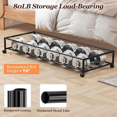 Yecaye Under Bed Storage with Wheels 2 Pack, 85L Extra Large Under Bed Storage Containers with Metal Frame & Clear Lid, Rolling Underbed Organizer Bins Drawers for Clothes, Shoes, Blankets, Hemp Grey